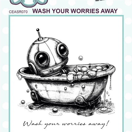 Andy Skinner Pre-Cut Rubber Stamp Botology Wash Your Worries Away (CEASR070)