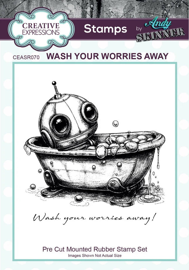 Andy Skinner Pre-Cut Rubber Stamp Botology Wash Your Worries Away (CEASR070)