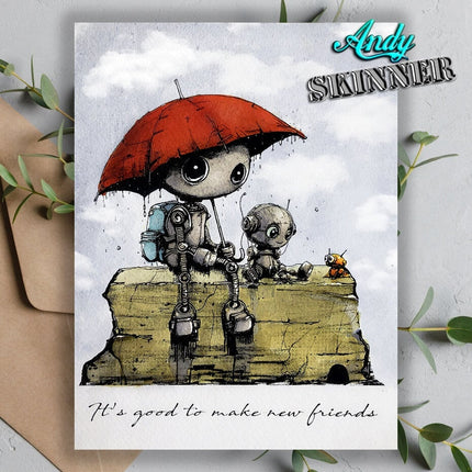 Andy Skinner Pre-Cut Rubber Stamp Botology New Friends (CEASR068)