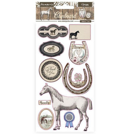 Chipboard 15x30 cm - Romantic Horses