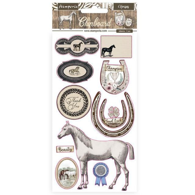 Chipboard 15x30 cm - Romantic Horses