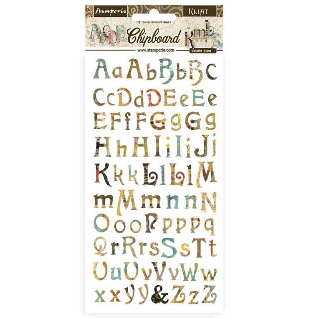 Chipboard cm 15x30 - Klimt alphabet