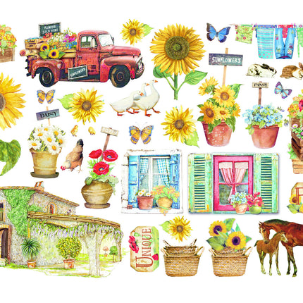 Ephemera - Sunflower Art elemens and sunflowers