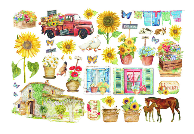 Ephemera - Sunflower Art elemens and sunflowers