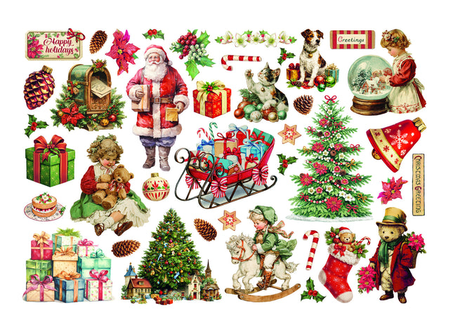 Printed Decorative Ephemera for Art and Craft - Classic Christmas 