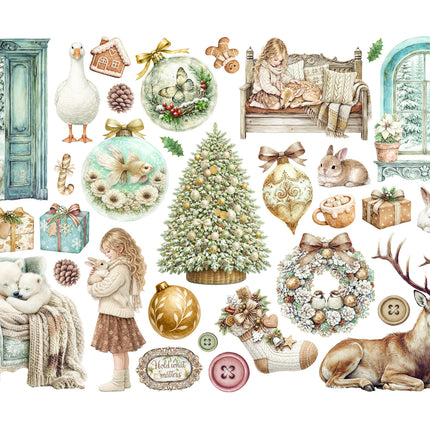 Printed Decorative Ephemera for Art and Craft - White Christmas