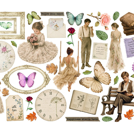 Printed Decorative Ephemera for Art and Craft - Flowers and Poems