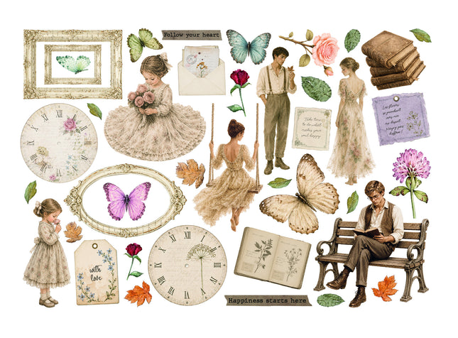 Printed Decorative Ephemera for Art and Craft - Flowers and Poems