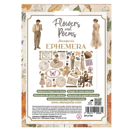 Printed Decorative Ephemera for Art and Craft - Flowers and Poems