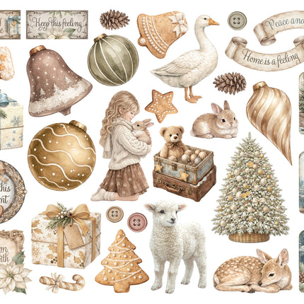 Printed decorative Die cuts for Art and Craft - White Christmas