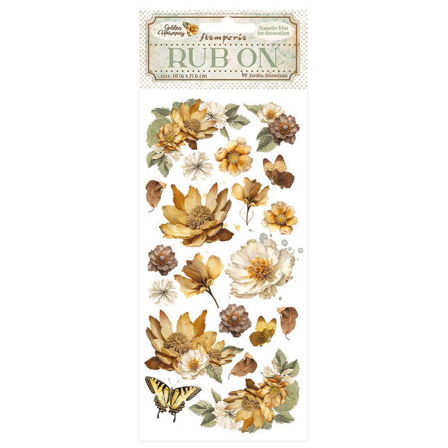 Rub-on 10.16x21.6 cm - Golden Harmony flowers