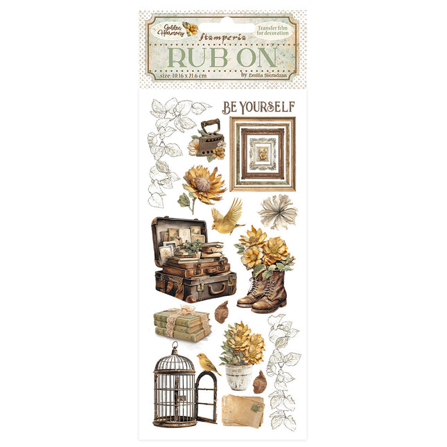 Rub-on 10.16x21.6 cm - Golden Harmony suitcase and cage