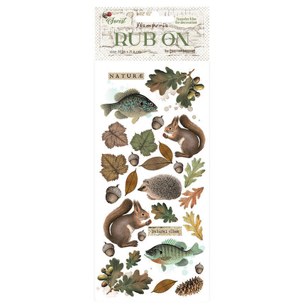 Rub-on 10.16x21.6 cm - Forest leaves and animals