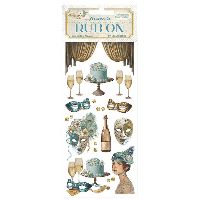 Rub-on 10.16x21.6 cm - Masquerade masks