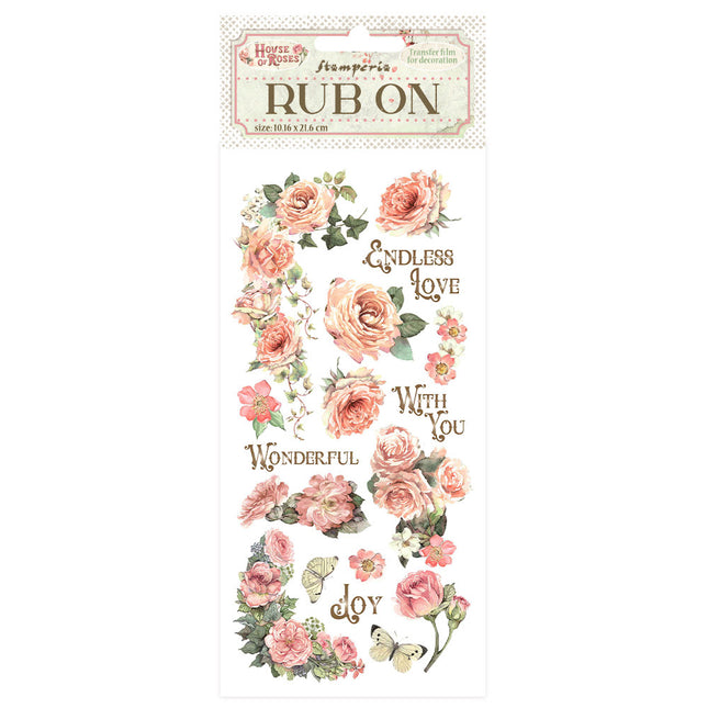 Rub-on 10.16x21.6 cm - House of Roses writings and roses