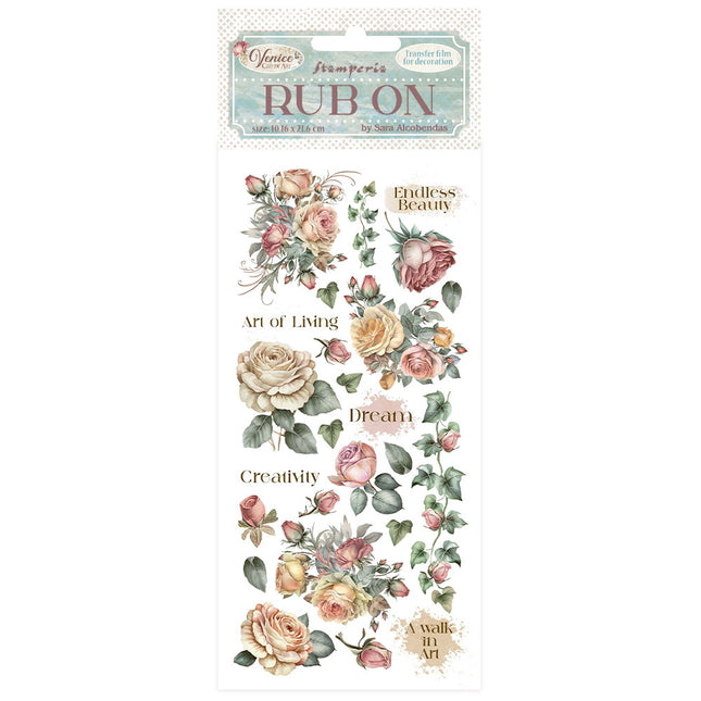Rub-on 10.16x21.6 cm - Venice City of Art roses
