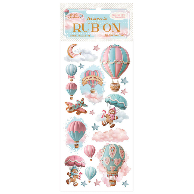 Rub-on cm 10.16x21.6 - Candy Christmas Air Balloons