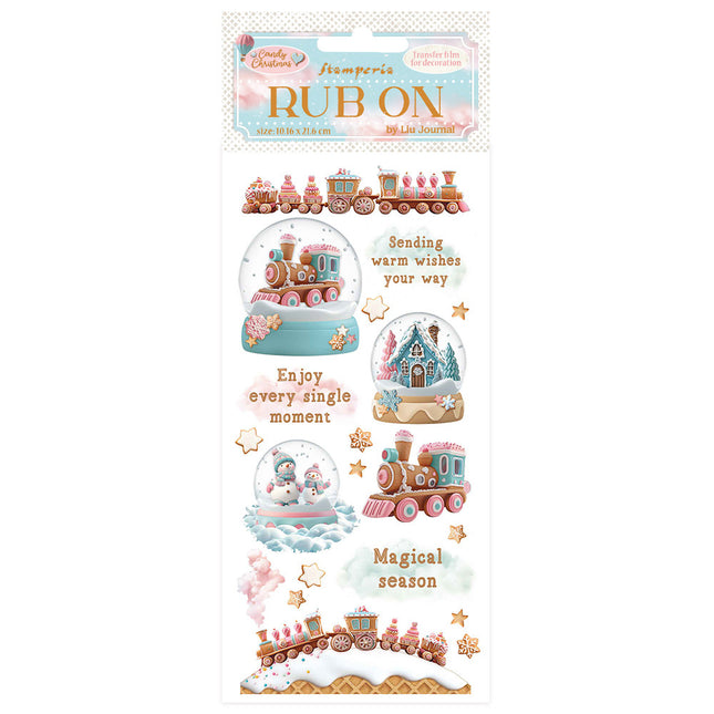 Rub-on cm 10.16x21.6 - Candy Christmas Snowglobes