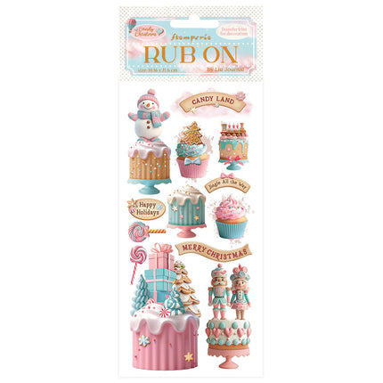 Rub-on cm 10.16x21.6 - Candy Christmas Cakes