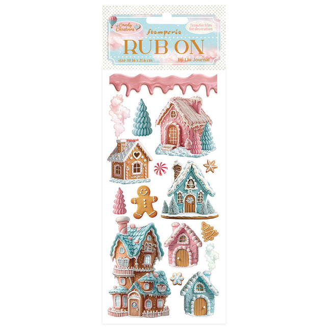 Rub-on cm 10.16x21.6 - Candy Christmas Marzipan Houses