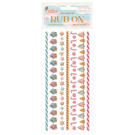 Rub-on cm 10.16x21.6 - Candy Christmas Stripes