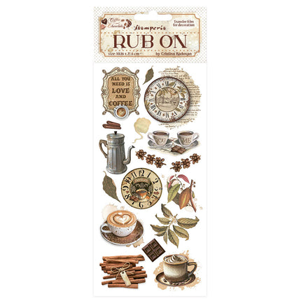 Rub-on cm 10,16x21,6 - Coffee and Chocolate All you need is love and coffee