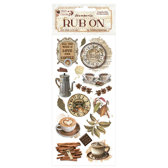 Rub-on cm 10,16x21,6 - Coffee and Chocolate All you need is love and coffee