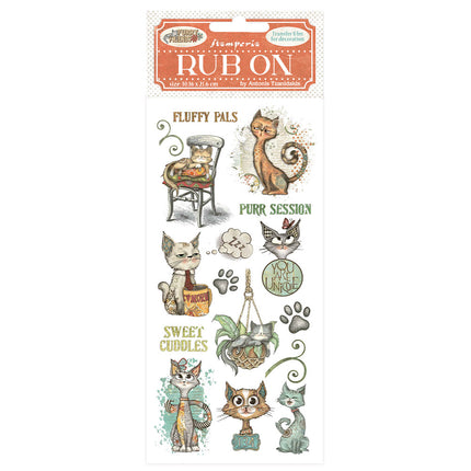 Rub-on cm 10,16x21,6 - Furry Friends cat