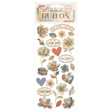 Rub-on 10.16x21.6 cm - Family patchwork flowers