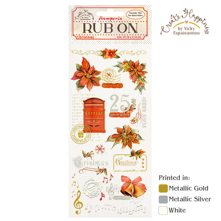 Rub-on cm 10,16x21,6 - Create Happiness Christmas poinsettia