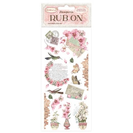 Rub-on transfers 10.16x21.6 cm - Orchids and Cats letters
