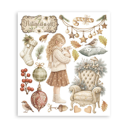 Printed Decorative Rub on selection for Art and Craft cm 20,5x23 - White Christmas