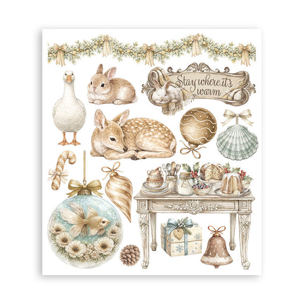 Printed Decorative Rub on selection for Art and Craft cm 20,5x23 - White Christmas