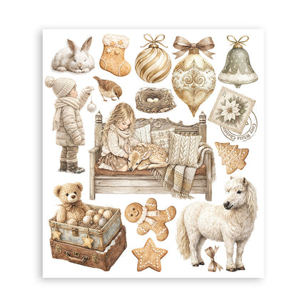 Printed Decorative Rub on selection for Art and Craft cm 20,5x23 - White Christmas