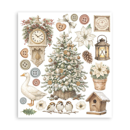 Printed Decorative Rub on selection for Art and Craft cm 20,5x23 - White Christmas