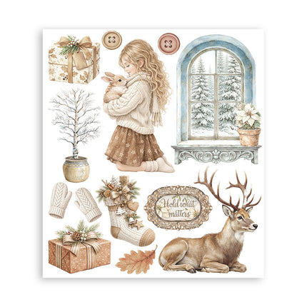 Printed Decorative Rub on selection for Art and Craft cm 20,5x23 - White Christmas