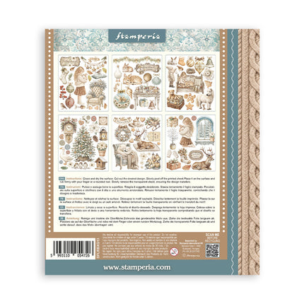 Printed Decorative Rub on selection for Art and Craft cm 20,5x23 - White Christmas