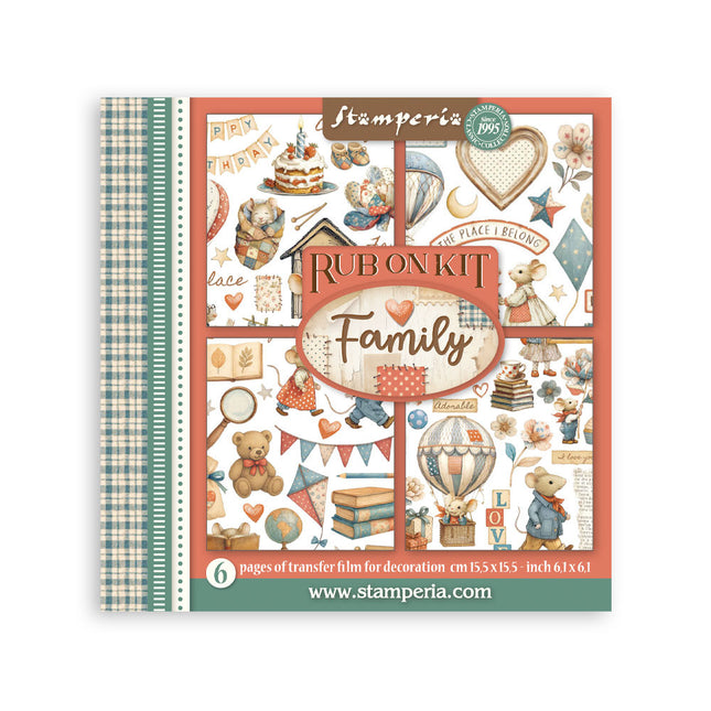 Rub-on kit 15.5x15.5 cm - 6 pages Family