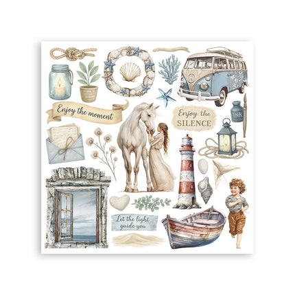Rub-on kit cm 15.5x15.5 - 6 pages Silent Sea