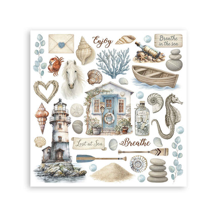 Rub-on kit cm 15.5x15.5 - 6 pages Silent Sea