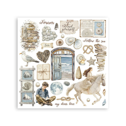 Rub-on kit cm 15.5x15.5 - 6 pages Silent Sea