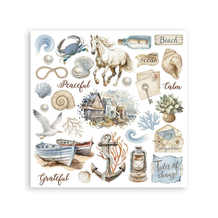 Rub-on kit cm 15.5x15.5 - 6 pages Silent Sea