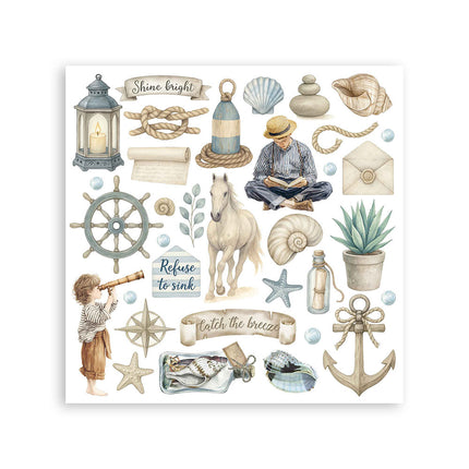 Rub-on kit cm 15.5x15.5 - 6 pages Silent Sea