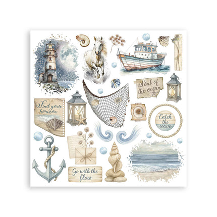 Rub-on kit cm 15.5x15.5 - 6 pages Silent Sea