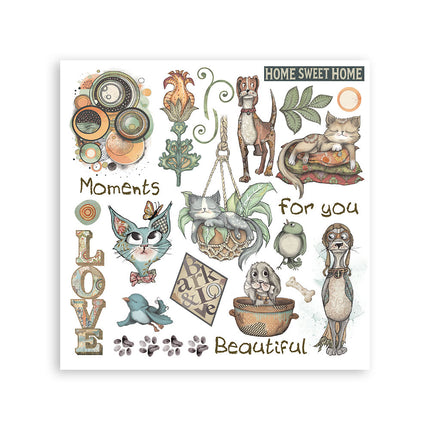 Rub-on kit 15.5x15.5 cm - 6 pages Furry Friends