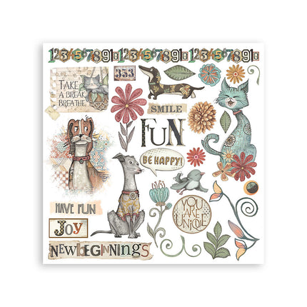 Rub-on kit 15.5x15.5 cm - 6 pages Furry Friends