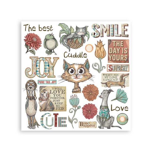 Rub-on kit 15.5x15.5 cm - 6 pages Furry Friends