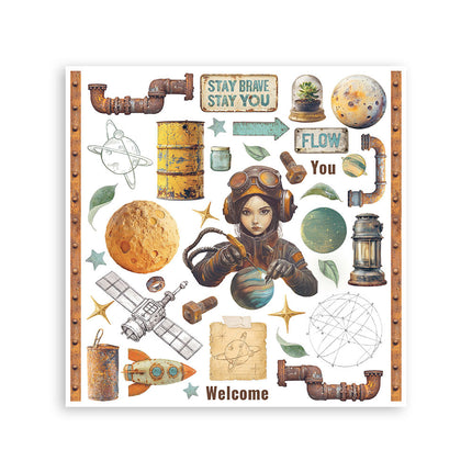 Rub on kit cm 15,5x15,5 - 6 pages  A new Beginning 