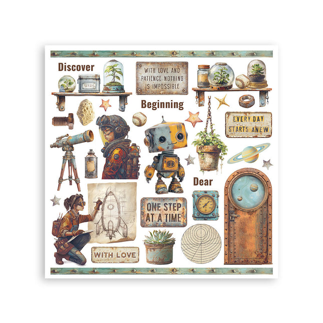 Rub on kit cm 15,5x15,5 - 6 pages  A new Beginning 