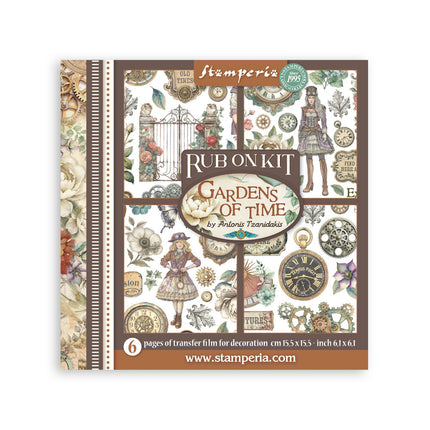 Printed Decorative Rub on kit for Art and Craft cm 15,5x15,5 - Gardens of Time